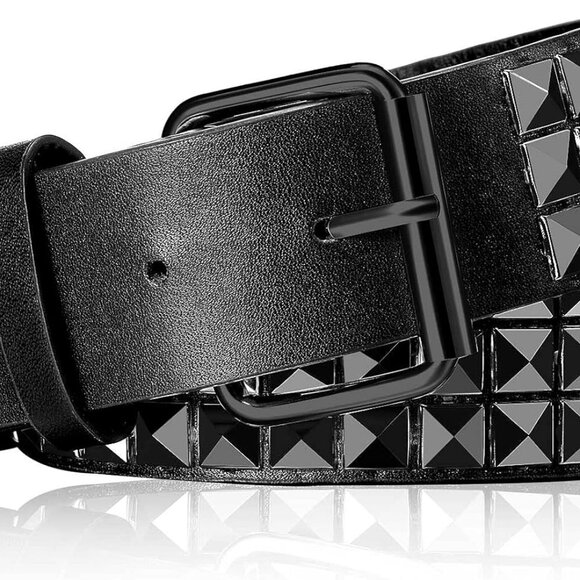Studded Belt Metal Punk Rock Rivet Punk Leather Threads Studded Goth Belt with P - Picture 1 of 7
